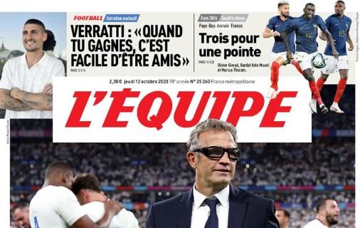 L'Equipe in apertura con un'intervista a Verratti: "Quando vinci, è facile essere amici"