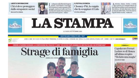 La Stampa titola sulla Juventus in apertura: "Frena ma resta in testa. Motta lancia Koop"