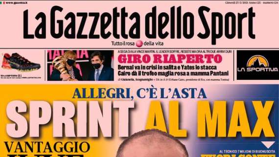 L'apertura de La Gazzetta dello Sport: "Sprint al Max. Asta per Allegri"