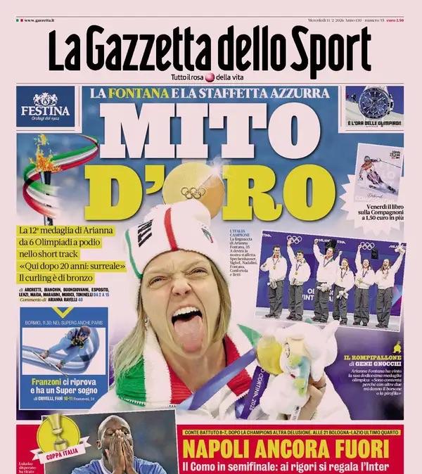 Il Como elimina Conte dalla Coppa Italia, La Gazzetta dello Sport: "Napoli ancora fuori"