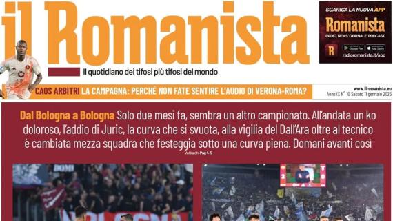 Dal Bologna al Bologna, Il Romanista in apertura sui giallorossi: "Sottosopra"