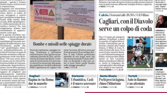 Milan in Sardegna, L'Unione Sarda: "Cagliari, con il Diavolo serve un colpo di coda"