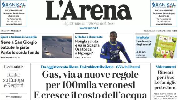 L'Arena in prima pagina: "Hongla saluta e va in Spagna. Ora tocca a Ngonge?"