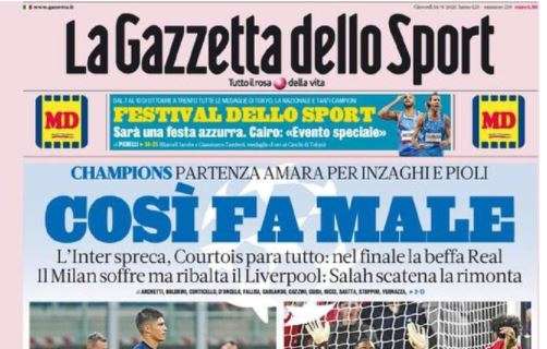 L'apertura de La Gazzetta dello Sport su Inter e Milan: "Così fa male"