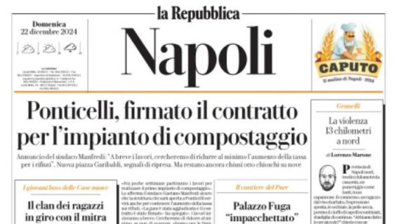 La Repubblica (ed. Napoli) in prima pagina: "Il Napoli vince soffrendo col Genoa"