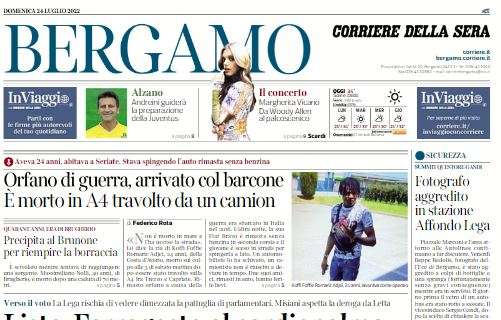 Corriere di Bergamo in taglio alto: "Andreini guiderà la preparazione della Juventus"