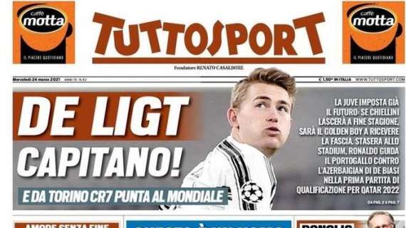L'apertura di Tuttosport: "De Ligt capitano!". Fascia all'ex Ajax in caso di addio di Chiellini