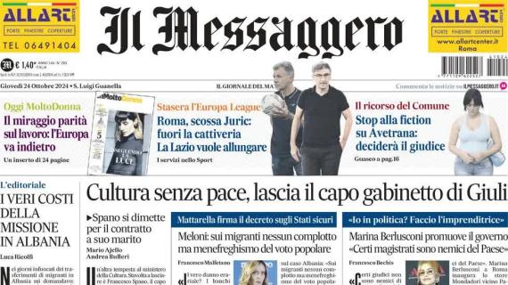 Il Messaggero apre sull'Europa League: "Roma, scossa Juric. La Lazio vuole allungare"