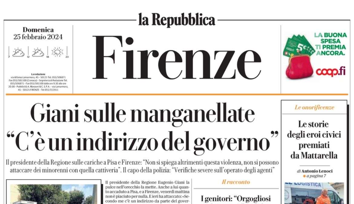 La Repubblica ed. Firenze: "Vincere contro la Lazio per dimenticare il lunedì"