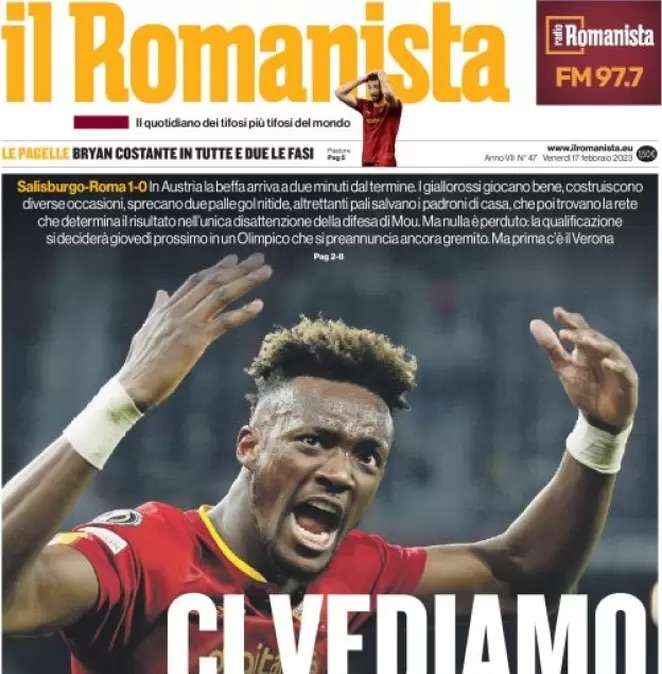 La prima pagina de Il Romanista dopo il ko giallorosso a Salisburgo: “Ci vediamo a Roma”