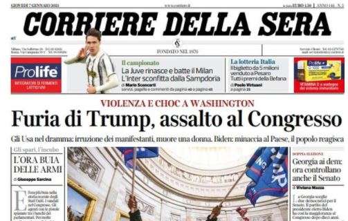 Il Corriere della Sera: "La Juve rinasce e batte il Milan. L'Inter sconfitta dalla Sampdoria"