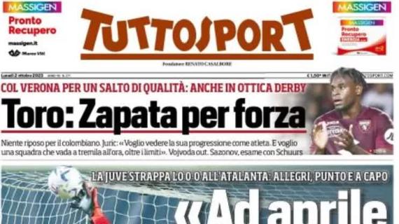 Tuttosport in prima pagina sui bianconeri: "La Juve strappa uno 0-0 all'Atalanta"