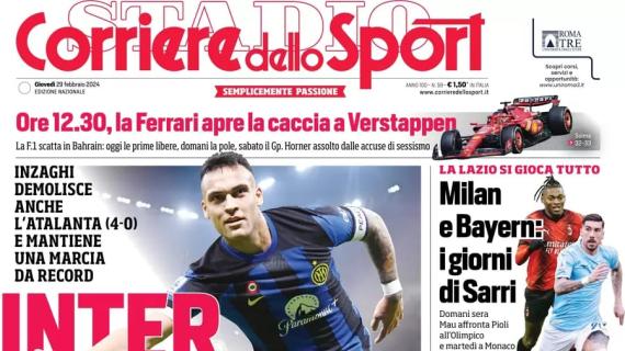 L'apertura del Corriere dello Sport sui nerazzurri di Inzaghi: "Inter quota 100"