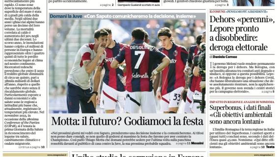 Il Corriere di Bologna di oggi torna sulle parole di Motta: "Futuro? Godiamoci la festa"