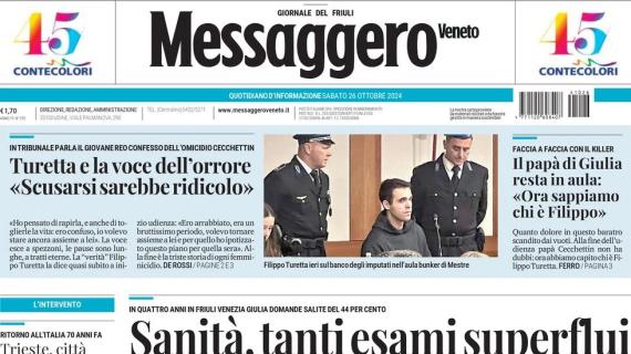 Messaggero Veneto in prima pagina sui friulani: "Con Lucca e Davis l'Udinese dei giganti"