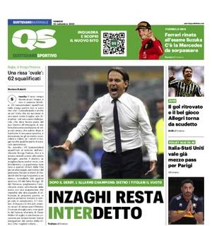 La prima pagina del QS sul turnover nerazzurro: "Inzaghi resta Inter-detto"