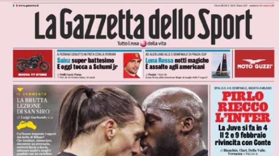 L'apertura de La Gazzetta dello Sport dopo il 2-1 dell'Inter sul Milan: "Il match del secolo"