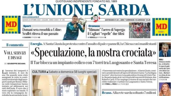 L'Unione Sarda: "Domani sera rossoblù a Udine: Scuffet ritrova il suo passato"