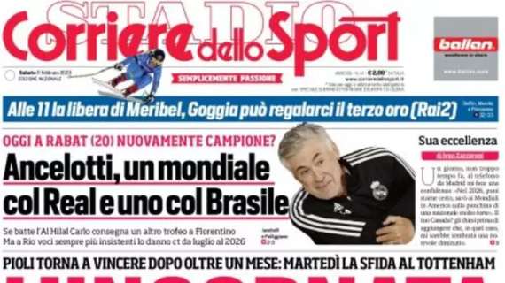 L'apertura del Corriere dello Sport con la vittoria del Milan: "L'incornata"