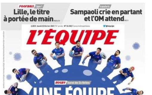 L'Equipe nel taglio alto della prima pagina: "Lille, il titolo a portata di mano..."