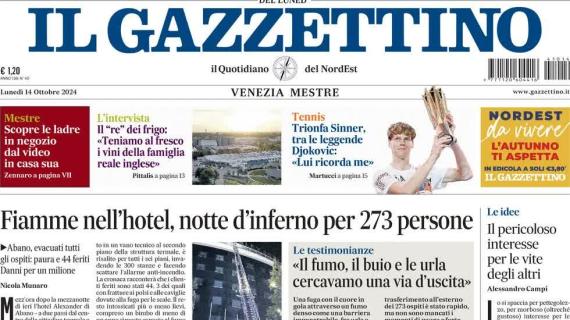 Il Gazzettino in prima pagina su Italia-Israele: "Udine blindata per la sfida degli azzurri"