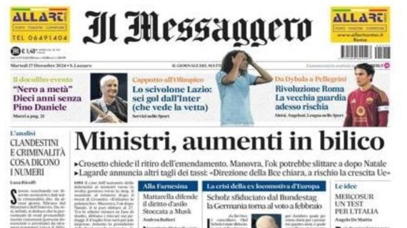 Il Messaggero titola: "Scivolone Lazio: sei gol dall'Inter. Roma, la vecchia guardia rischia"