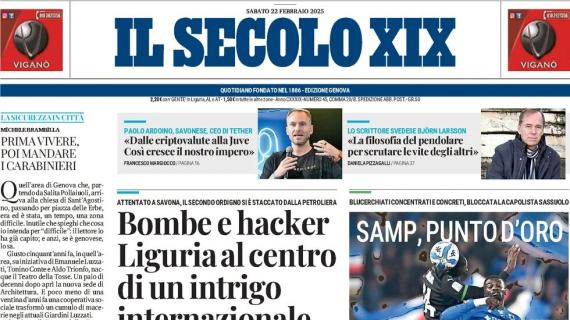 La prima pagina de Il Secolo XIX: "Samp, punto d'oro"