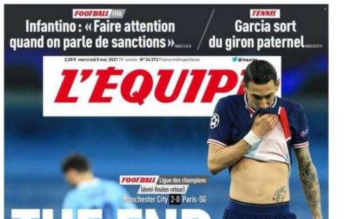 L'apertura de L'Equipe dopo l'eliminazione del PSG dalla Champions League: "La fine"