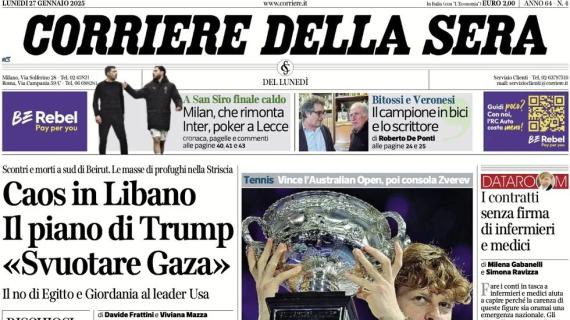 Il Corriere della Sera in prima pagina: "Milan, che rimonta a San Siro. Inter, poker a Lecce"