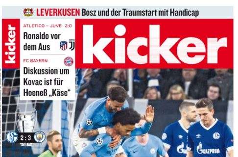 Schalke-Manchester City 2-3. Kicker: "Dramma blu reale"