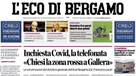 L'Eco di Bergamo apre sull'Atalanta: "Sulle fasce è una stagione di cambi obbligati"