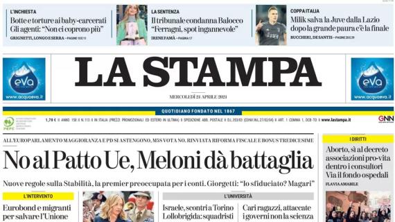 La Stampa: "Milik salva la Juve dalla Lazio: dopo la grande paura c'è la finale"