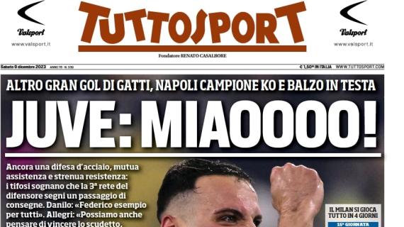 Gatti decide la sfida con il Napoli, Tuttosport in apertura: "Juve: Miaoooo!"