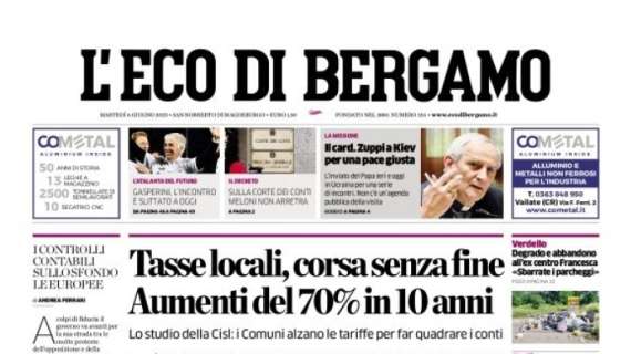 L'Eco di Bergamo in apertura sull'Atalanta: "Gasp, l'incontro è slittato ad oggi"