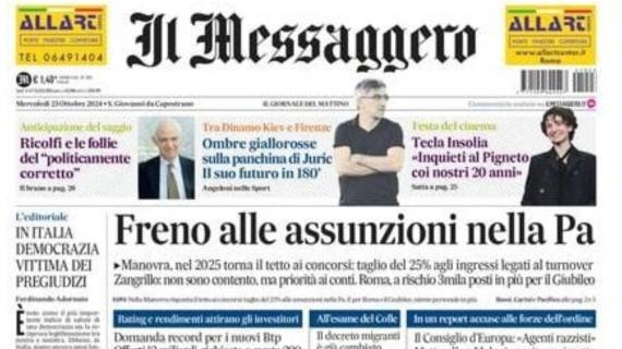 Il Messaggero sulla Roma: “Ombre sulla panchina di Juric: il suo futuro in 180 minuti”