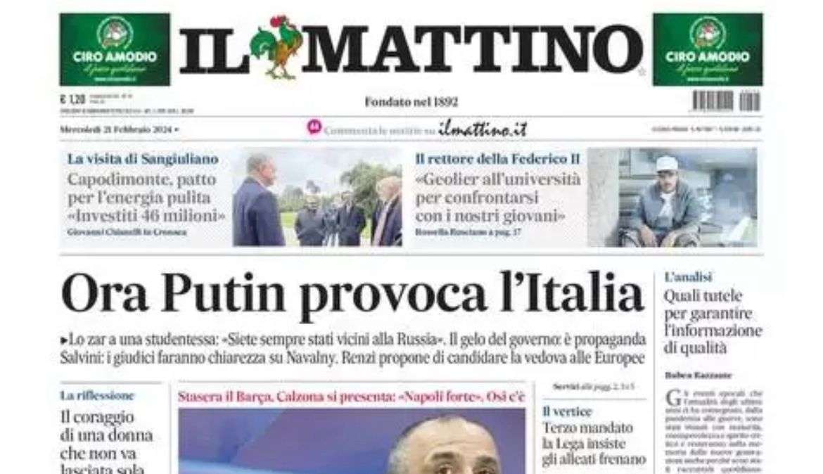Il Mattino apre con le parole di Calzona a Napoli: "Niente scuse"