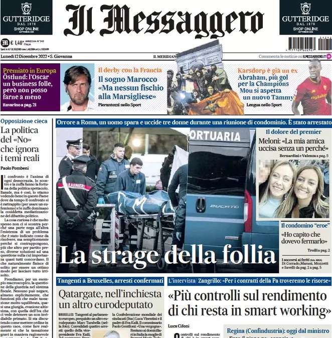 Il Messaggero titola: “Abraham, più gol per la Champions. Mou si aspetta un nuovo Tammy”