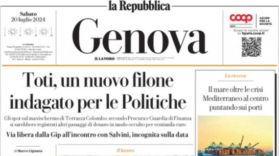 L'apertura de La Repubblica (Genova): "Genoa, assalto del Bologna a Retegui" 