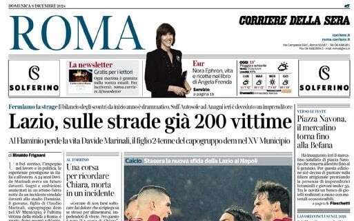 Riecco i giallorossi, la prima pagina del Corriere di Roma: "Ranieri non stecca e cala il poker"