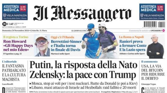 Il Messaggero in taglio alto: "Ranieri prova a fermare Conte. E la Lazio spera"