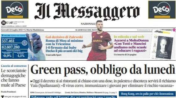 Il Messaggero: "Roma di Mou al minimo con la Triestina: 1-0 firmato dai baby"