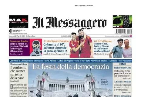 Il Messaggero in apertura: "Cristante al 95', la Roma si prende la gara sprint"