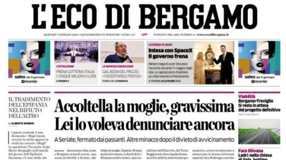 L'Eco di Bergamo apre: "Al giro di boa, l'Atalanta incalza le grandi favorite"