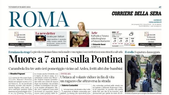 L'apertura del Corriere di Roma recita: "Lazio-Juve, Tudor punta su Zaccagni"