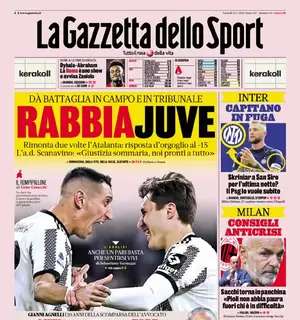 La prima pagina de La Gazzetta dello Sport sulla Serie A: "Rabbia Juve"