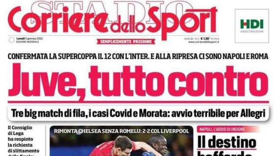 L'apertura del Corriere dello Sport: "Juve, tutto contro"