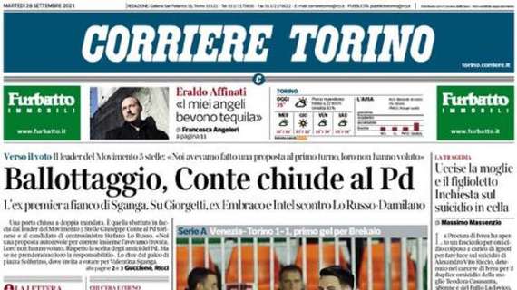 L'apertura odierna del Corriere di Torino: "Venezia-Toro 1-1, primo gol per Brekalo"