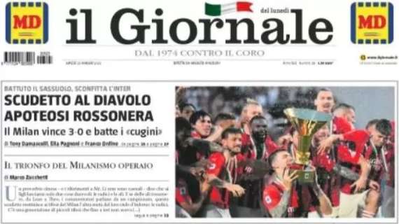 Il Giornale in prima pagina sul trionfo del Milan: “Scudetto al Diavolo. Apoteosi rossonera"