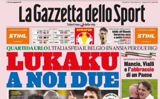 L'apertura de La Gazzetta dello Sport dopo l'1-0 del Belgio al Portogallo: "Lukaku, a noi due"