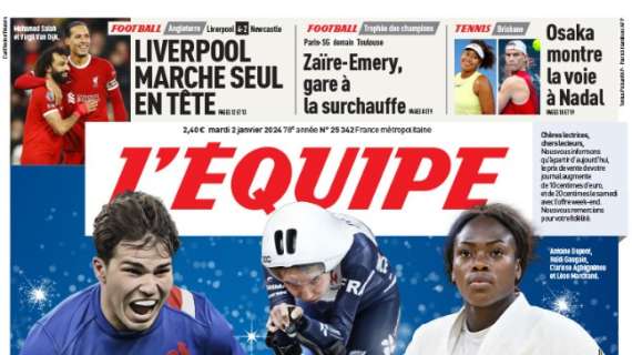 L'Equipe in apertura con lo sport francese: dalle Olimpiadi alla Supercoppa di domani